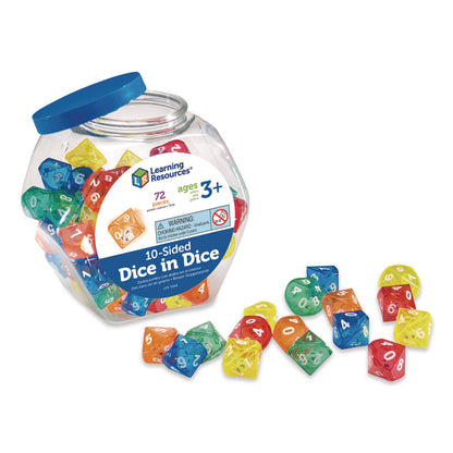 Learning Resources® 10-Sided Double-Decahedra Dice in Dice, Ages 6 to 10, 72 Dice (LRNLER7698)