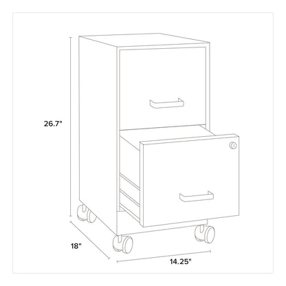 Alera® Two-Drawer Mobile Vertical File, 2 Letter-Size File Drawers, 14.25 x 18 x 26.7, Black (ALEHSVF1824BL)