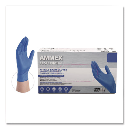 AMMEX® Professional Nitrile Exam Gloves, Powder-Free, Large, 3 mil Thick, 9.5" Long, Blue, 100/Box, 10 Boxes/Carton (AXCACNPF46100)