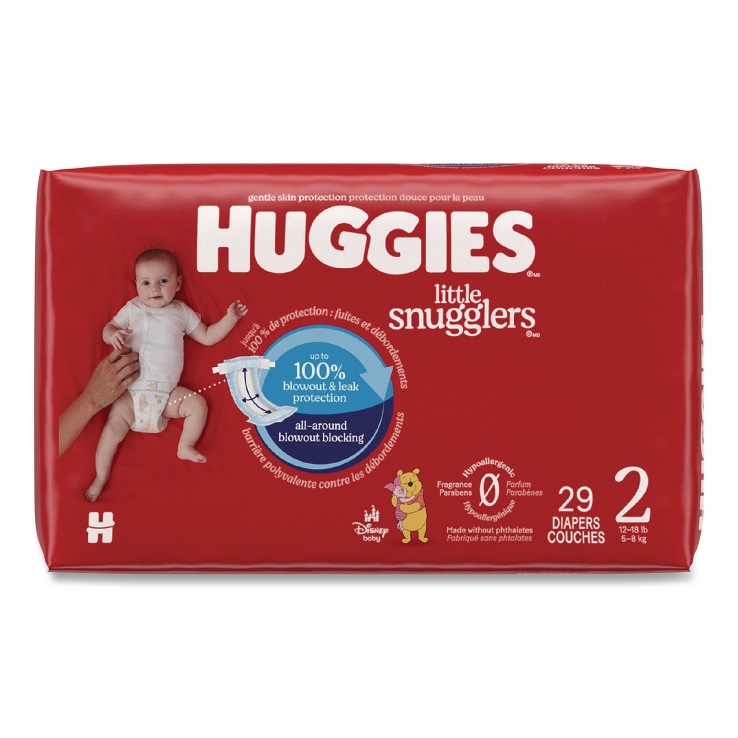 Huggies® Little Snugglers Baby Diapers, Size 2, 12 lbs to 18 lbs, Disney Design, 29 Diapers/Pack, 4 Packs/Carton (KCM49697)