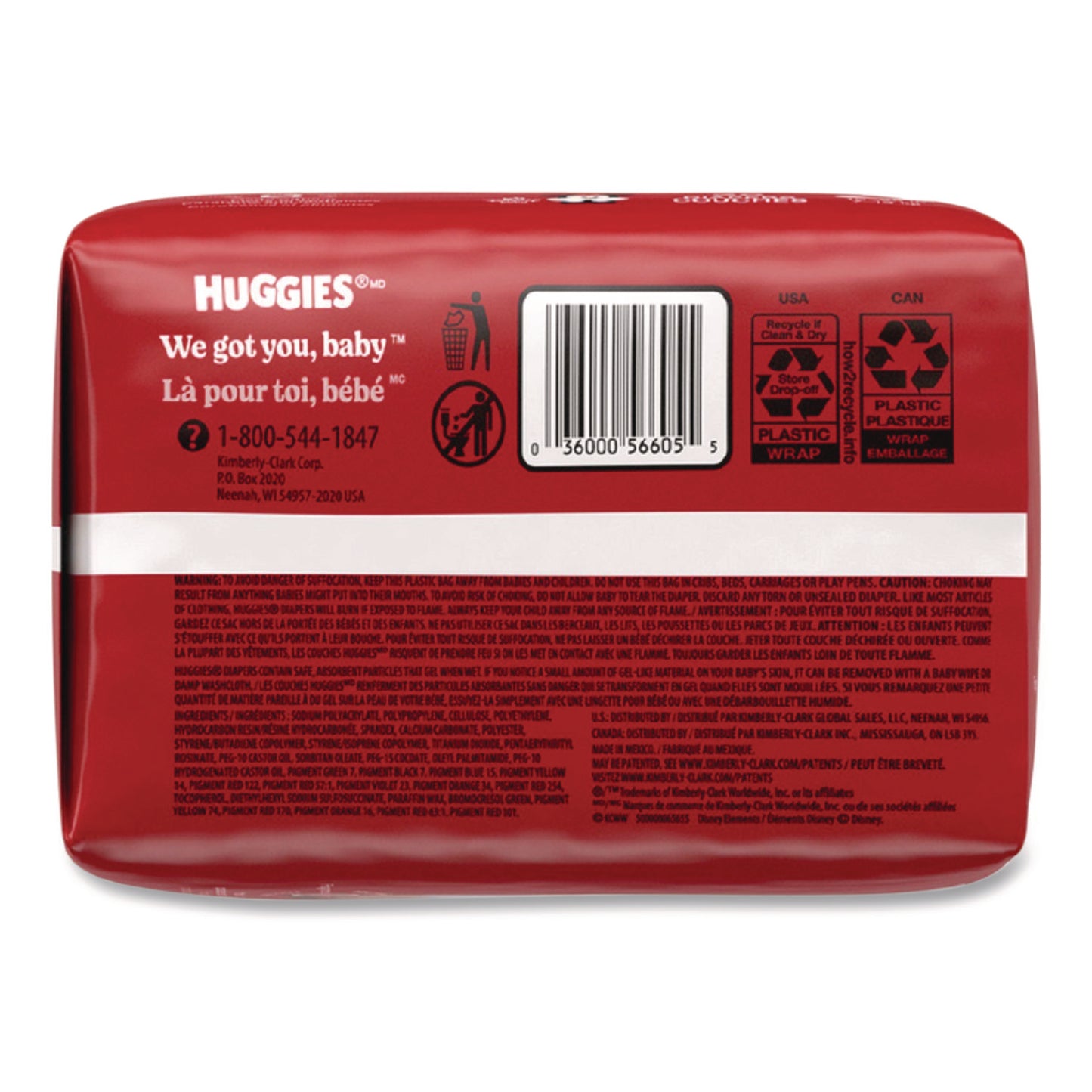 Huggies® Little Movers HuggFit 360 Degree, Size 3, 16 lbs to 28 lbs, Disney Design, 26 Diapers/Pack, 4 Packs/Carton (KCM56605)