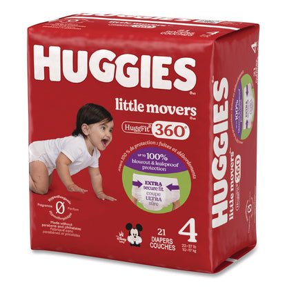 Huggies® Little Movers HuggFit 360 Degree, Size 4, 22 lbs to 37 lbs, Disney Design, 21 Diapers/Pack, 4 Packs/Carton (KCM56606)