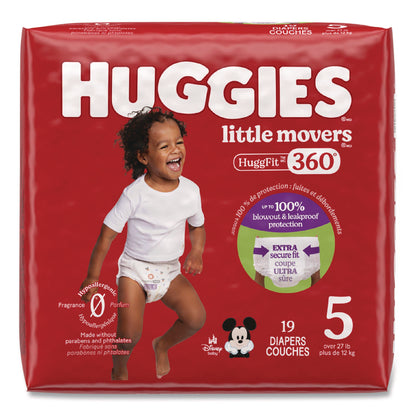 Huggies® Little Movers HuggFit 360 Degree, Size 5, Over 27 lbs, Disney Design, 19 Diapers/Pack, 4 Packs/Carton (KCM56607)