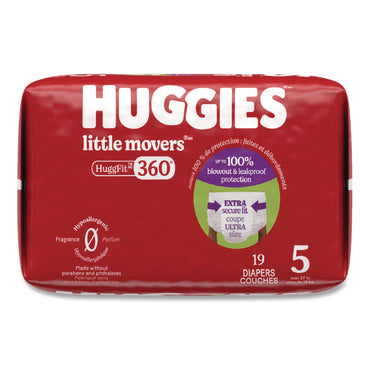 Huggies® Little Movers HuggFit 360 Degree, Size 5, Over 27 lbs, Disney Design, 19 Diapers/Pack, 4 Packs/Carton (KCM56607)