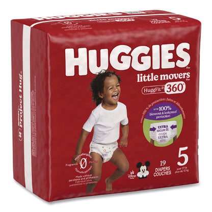 Huggies® Little Movers HuggFit 360 Degree, Size 5, Over 27 lbs, Disney Design, 19 Diapers/Pack, 4 Packs/Carton (KCM56607)