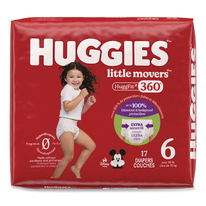 Huggies® Little Movers HuggFit 360 Degree, Size 6, Over 35 lbs, Disney Design, 17 Diapers/Pack, 4 Packs/Carton (KCM56608)