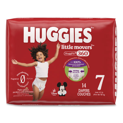 Huggies® Little Movers HuggFit 360 Degree, Size 7, Over 41 lbs, Disney Design, 14 Diapers/Pack, 4 Packs/Carton (KCM56609)