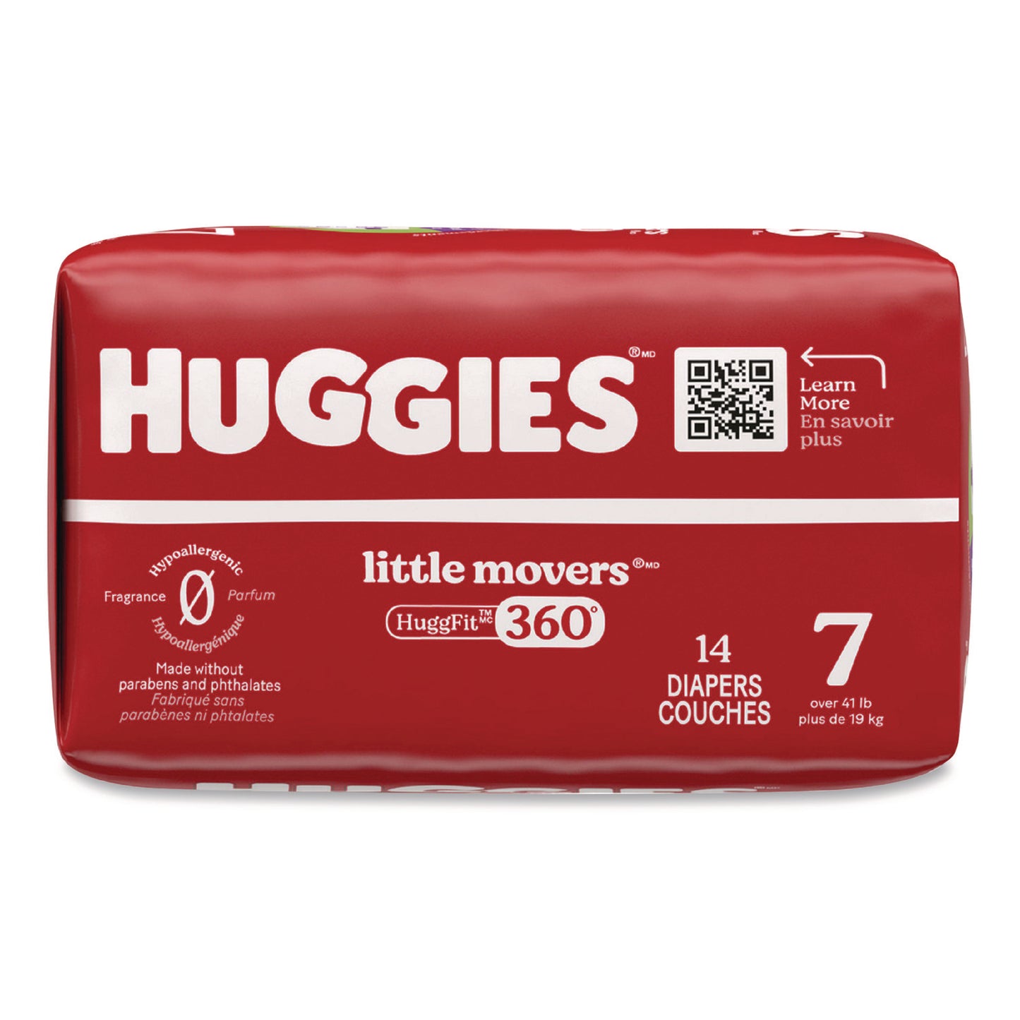 Huggies® Little Movers HuggFit 360 Degree, Size 7, Over 41 lbs, Disney Design, 14 Diapers/Pack, 4 Packs/Carton (KCM56609)