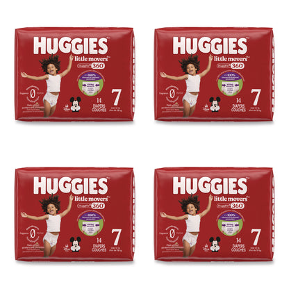 Huggies® Little Movers HuggFit 360 Degree, Size 7, Over 41 lbs, Disney Design, 14 Diapers/Pack, 4 Packs/Carton (KCM56609)