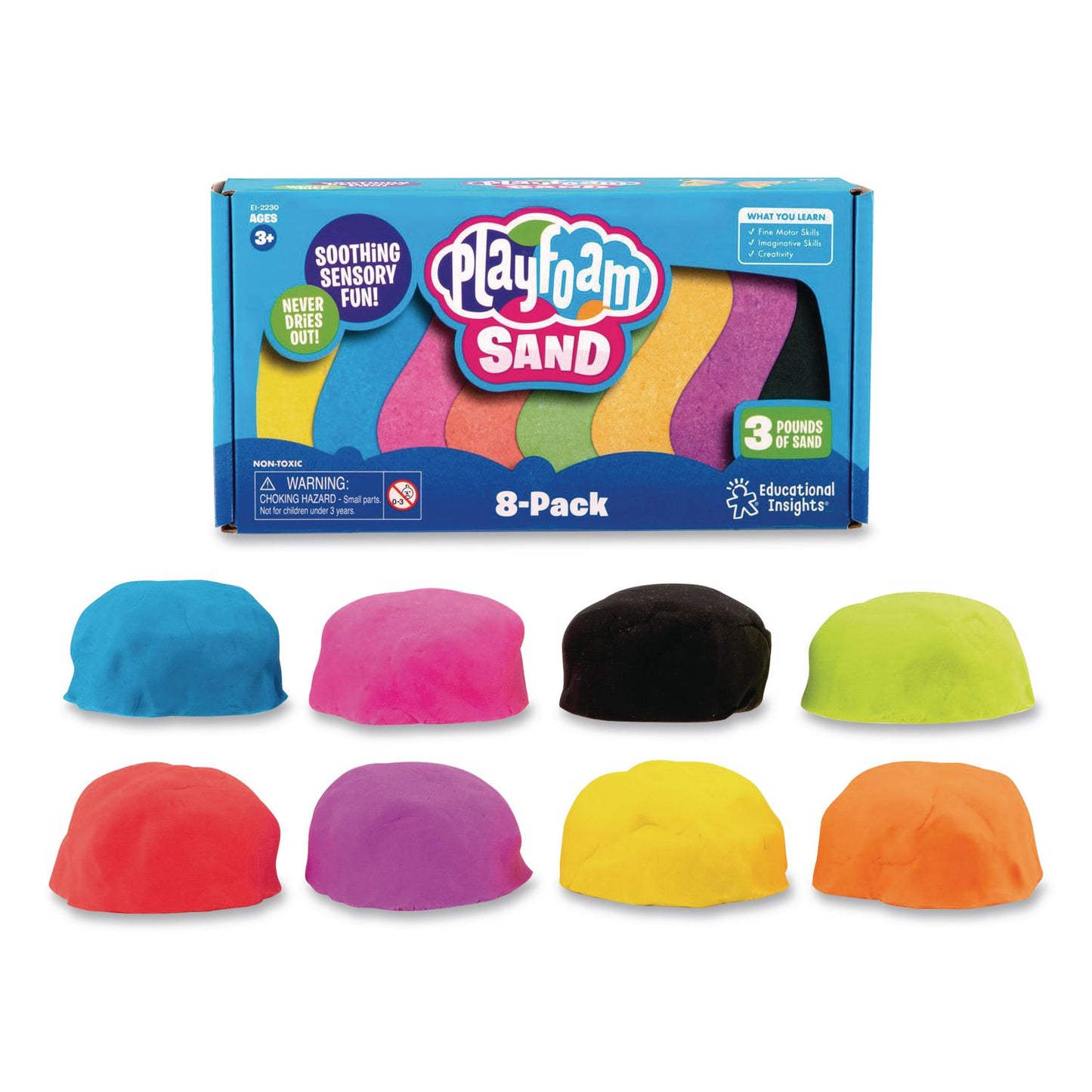 Educational Insights® Playfoam Sand, Ages 3 to 12, Eight Assorted Color 6 oz Packs (EII2230)
