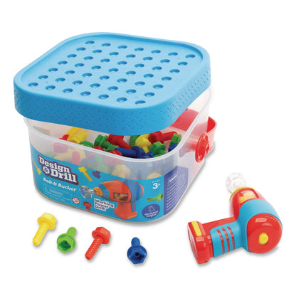 Educational Insights® Design and Drill Bolt-It Bucket, Ages 3 to 7, 53 Pieces (EII4145)