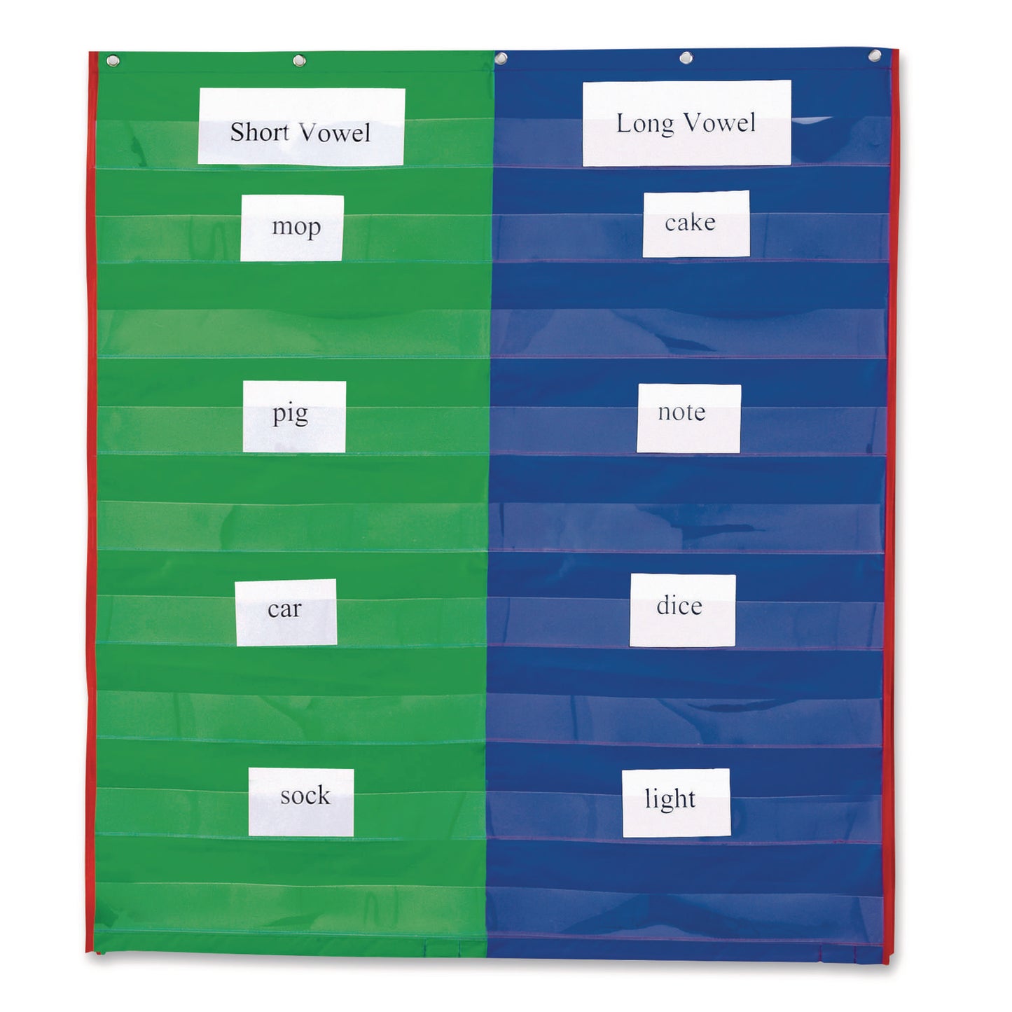 Learning Resources® Two- and Four-Column Double-Sided Pocket Chart, 9 Pockets/Chart, 30 x 38, Blue/Green/Red/Yellow (LRNLER2382)