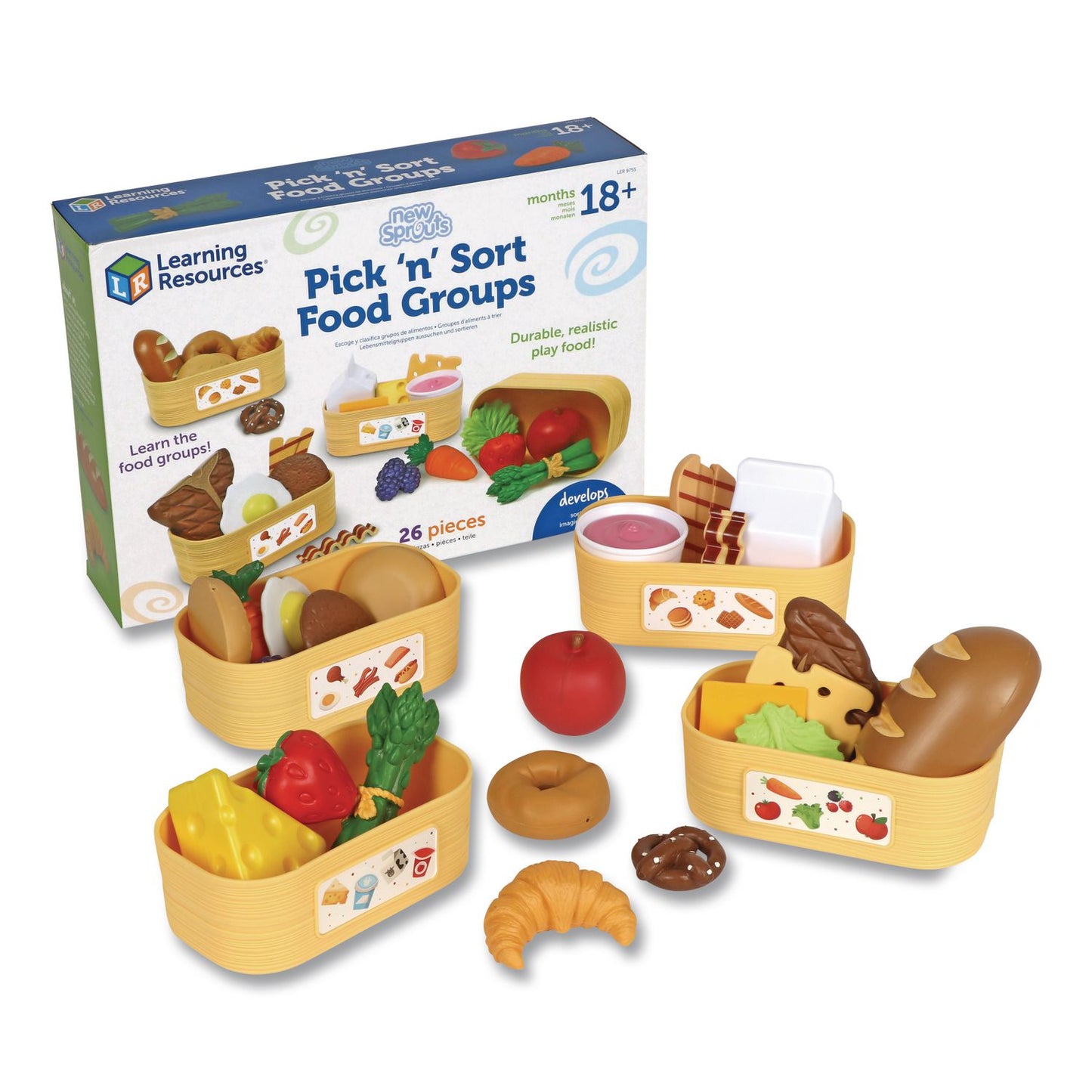 Learning Resources® New Sprouts Pick 'n' Sort Food Groups, Pre-K to K, 21 Pieces (LRNLER9755)