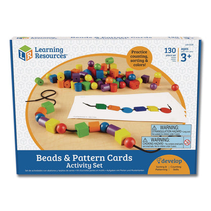 Learning Resources® Beads and Pattern Card Set, Grades Pre-K to 2, 130 Pieces (LRNLER0139)