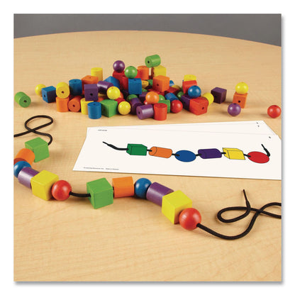 Learning Resources® Beads and Pattern Card Set, Grades Pre-K to 2, 130 Pieces (LRNLER0139)