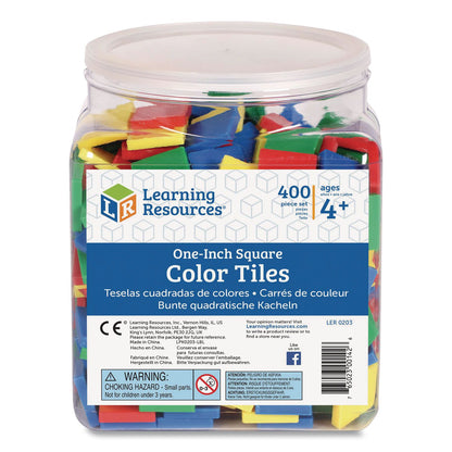 Learning Resources® Square Color Tiles, Pre-K to K, 400 Pieces (LRNLER0203)