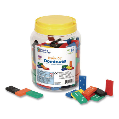 Learning Resources® Double-Six Dominoes in Bucket, 2 to 4 Players, Grades K to 4, 168 Pieces (LRNLER0287)