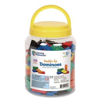Learning Resources® Double-Six Dominoes in Bucket, 2 to 4 Players, Grades K to 4, 168 Pieces (LRNLER0287)