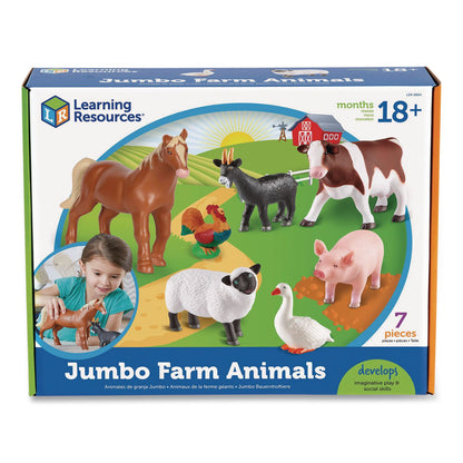 Learning Resources® Jumbo Farm Animals, Grades Pre-K to 3, 7 Pieces (LRNLER0694)