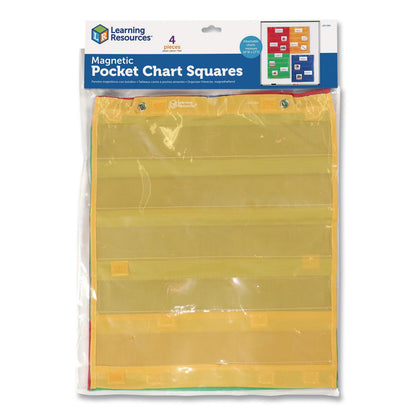 Learning Resources® Magnetic Pocket Chart Squares, 7 Pockets, 14" w x 17" h, Assorted Colors, Set of 4 (LRNLER2384)