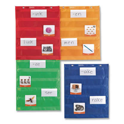 Learning Resources® Magnetic Pocket Chart Squares, 7 Pockets, 14" w x 17" h, Assorted Colors, Set of 4 (LRNLER2384)