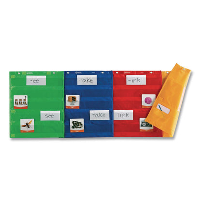 Learning Resources® Magnetic Pocket Chart Squares, 7 Pockets, 14" w x 17" h, Assorted Colors, Set of 4 (LRNLER2384)