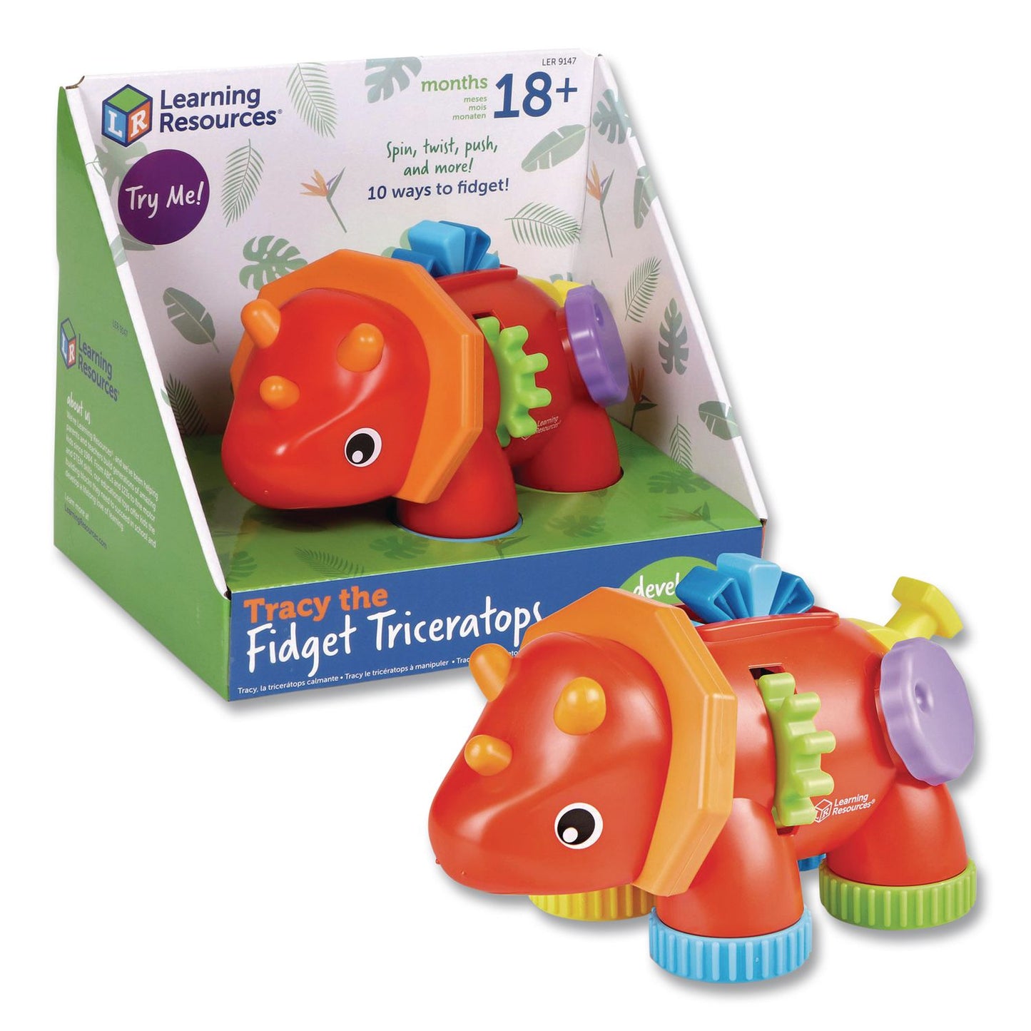 Learning Resources® Tracy the Fidget Triceratops, Pre-K to K (LRNLER9147)