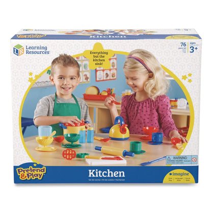 Learning Resources® Pretend and Play Kitchen Set, Ages 3 and Up, 73 Pieces (LRNLER9157)