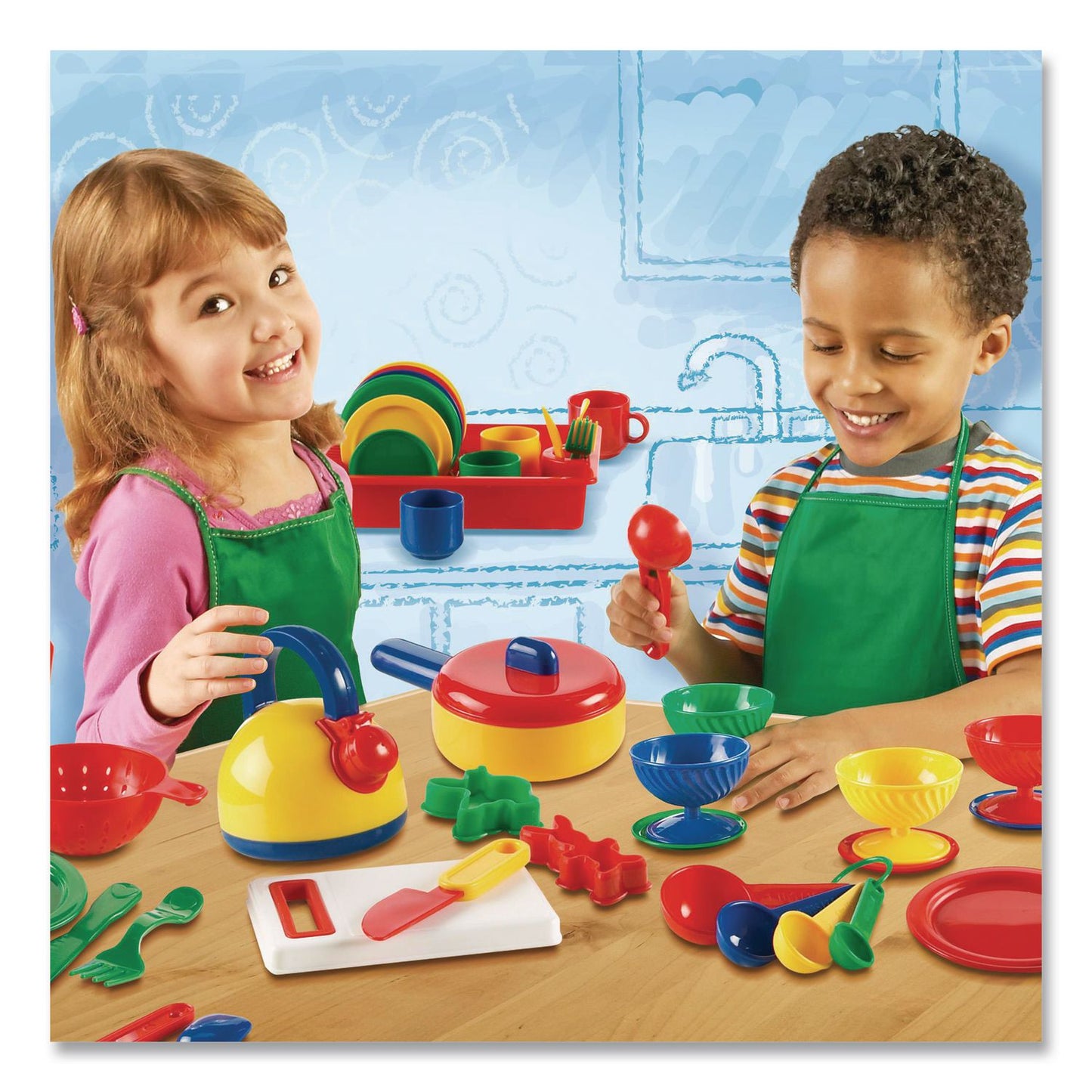 Learning Resources® Pretend and Play Kitchen Set, Ages 3 and Up, 73 Pieces (LRNLER9157)