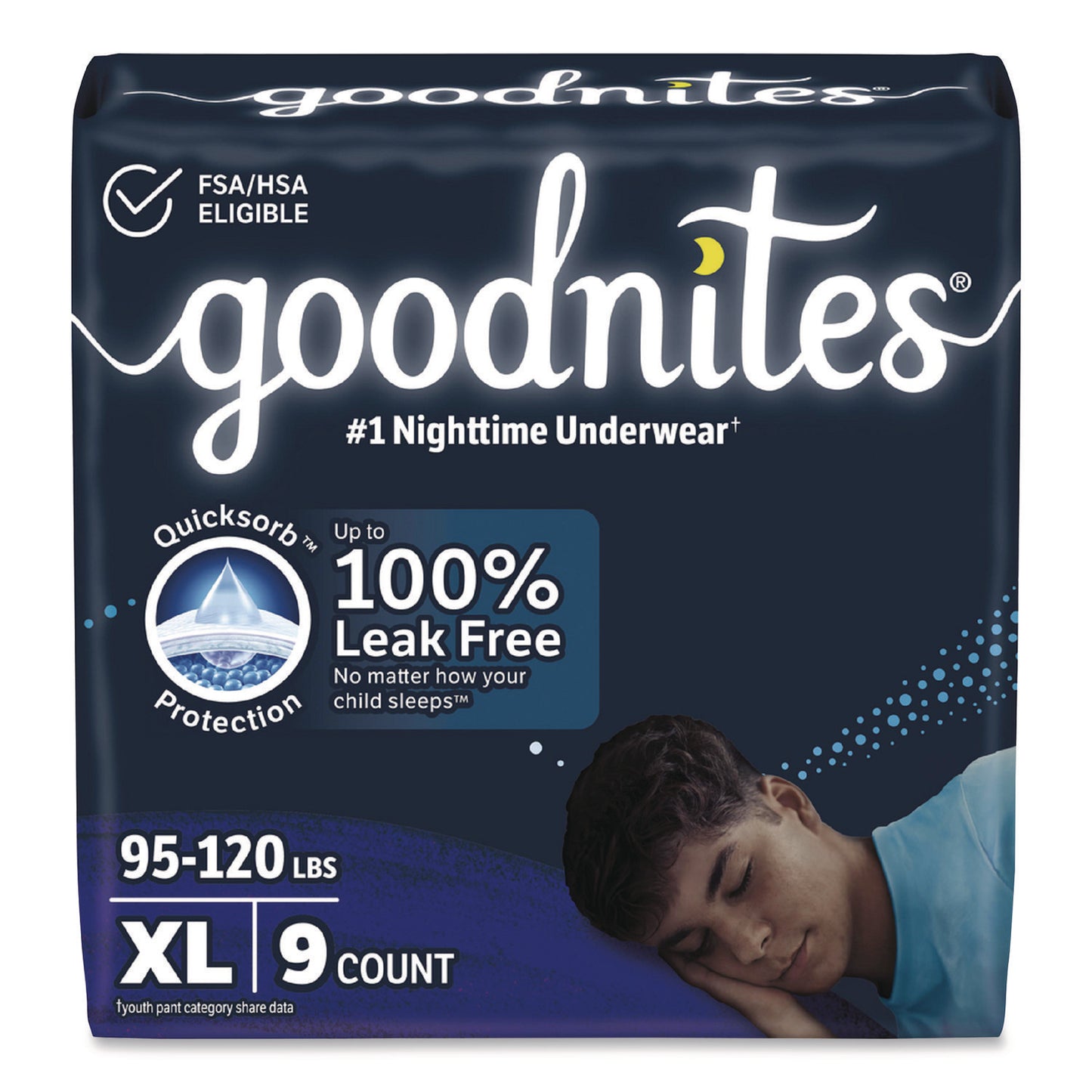 Goodnites® Nighttime Bedwetting Underwear for Boys, X-Large, 95 lbs to 140+ lbs, White, 9/Pack, 4 Packs/Carton (KCM55592)