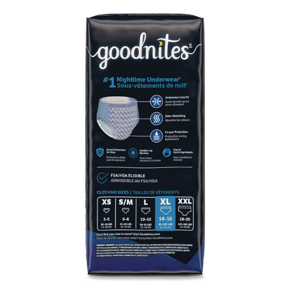 Goodnites® Nighttime Bedwetting Underwear for Boys, X-Large, 95 lbs to 140+ lbs, White, 9/Pack, 4 Packs/Carton (KCM55592)