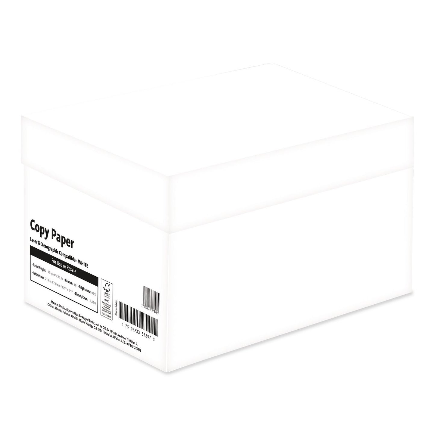 WHITEBOX Office Paper, 92 Bright, 20 lb Bond, 8.5 x 11, White, 500 Sheets/Ream, 10 Reams/Carton, 40 Cartons/Pallet, 21 PLT/Truckload (LPPXG811W9T1)
