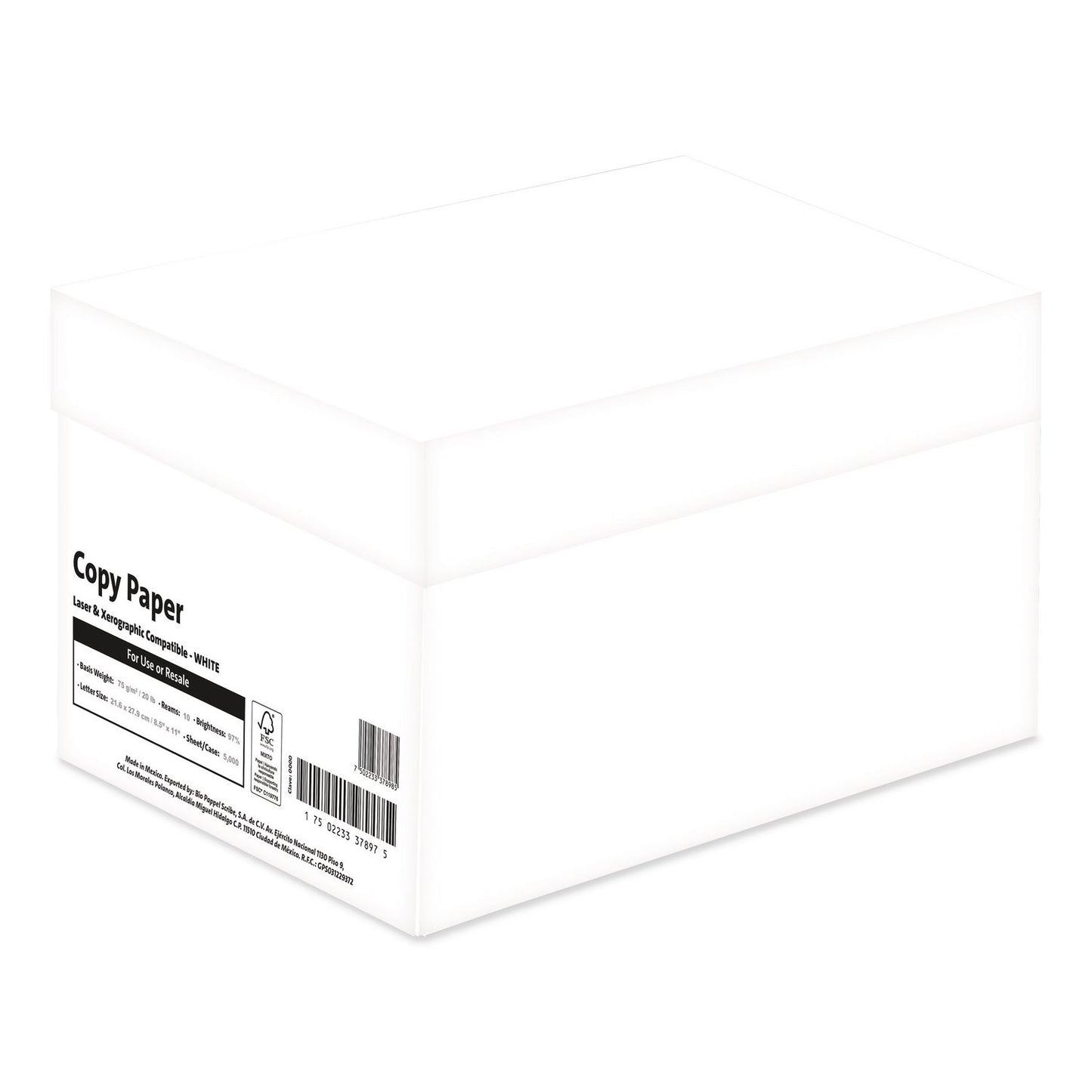 WHITEBOX Office Paper, 92 Bright, 20 lb Bond, 8.5 x 11, White, 500 Sheets/Ream,10 Reams/Carton, 40 Cartons/Pallet, 21 PLT/Truckload (LPPXG811W9T2)