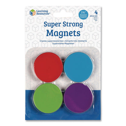 Learning Resources® Super Strong Magnets, Small, 1.5" Diameter, Assorted Colors, 4 Pieces (LRNLER2689)