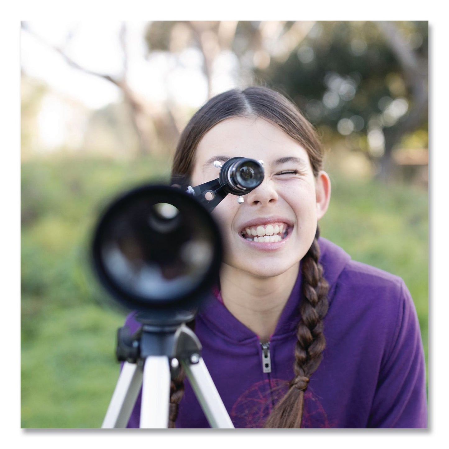 Educational Insights® GeoSafari Vega 600 Telescope, 2 Elements, 30x to 150x Magnification, 50 mm Aperture, 600 mm Focal Length, Silver (EII5248)