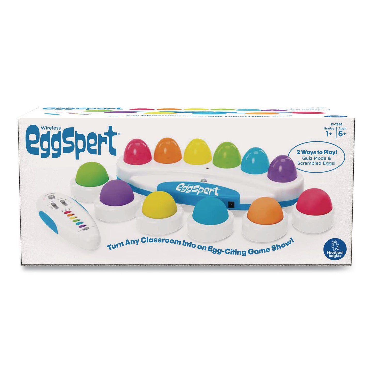 Educational Insights® Wireless Eggspert with Six Student Buttons and One Teacher Remote, Ages 6 and Up, 8 Pieces (EII7886)