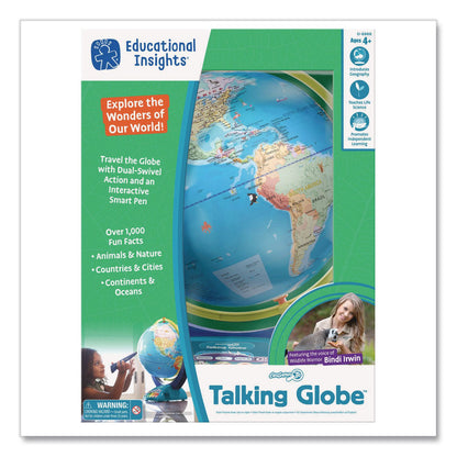 Educational Insights® Geosafari Jr. Talking Globe, 12" dia, Semi-Meridian Mount, Blue Base (EII8888)