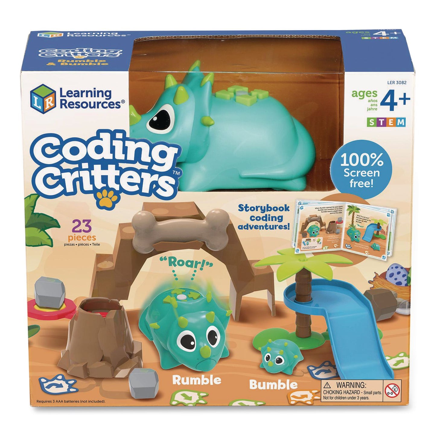 Learning Resources® Coding Critters: Rumble and Bumble, Grades Pre-K to 3, 23 Pieces (LRNLER3082)
