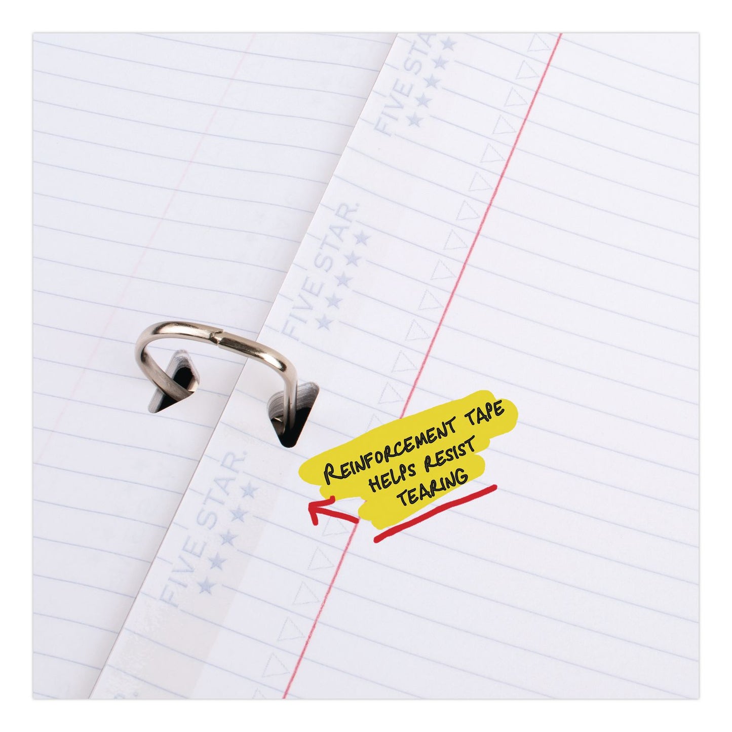 Five Star® Reinforced Filler Paper Plus Study App, 3-Hole, 8.5 x 11, College Rule, 80/Pack (MEA170102)