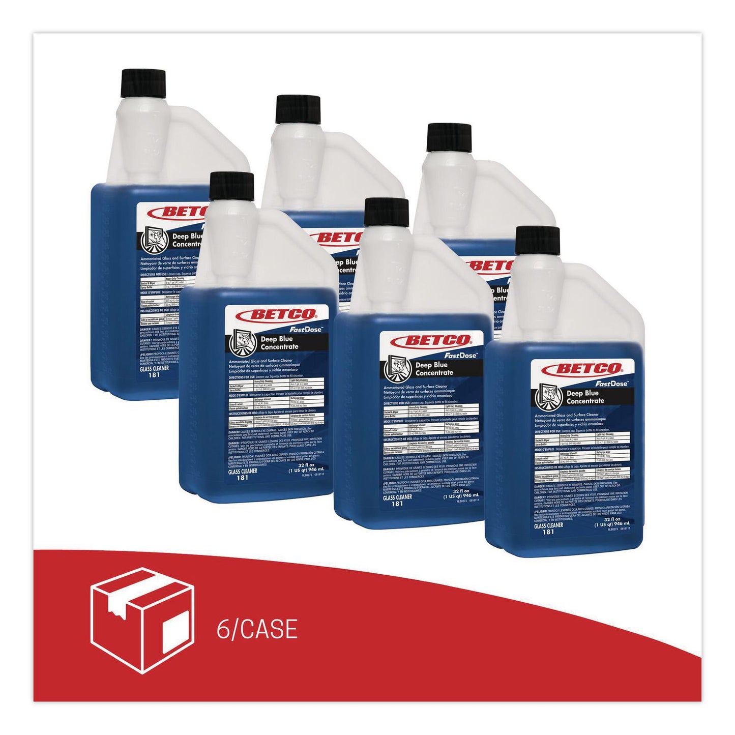 Betco® Deep Blue Glass and Surface Cleaner, 32 oz Bottle, 6/Carton (BET1814800)