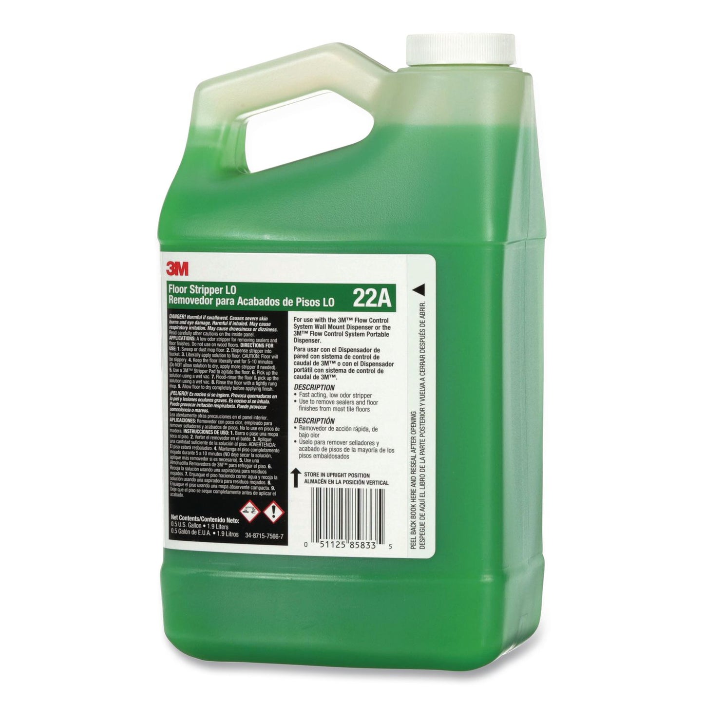 3M™ Floor Stripper LO Concentrate 22A, 0.5 gal Bottle, 4/Carton (MMM22A)