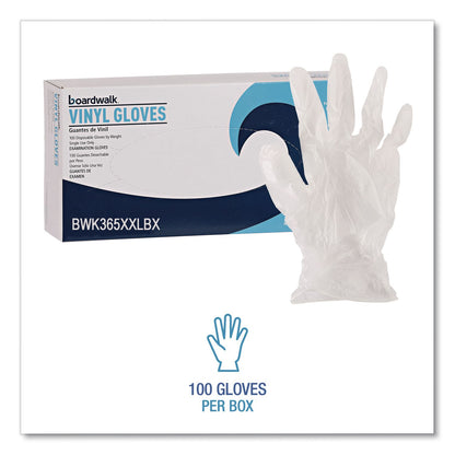 Boardwalk® General Purpose Vinyl Gloves, Powder-Free, XX-Large, 2.6 mil Thick, 9.5" Long, Clear, 100/Box (BWK365XXLBX)