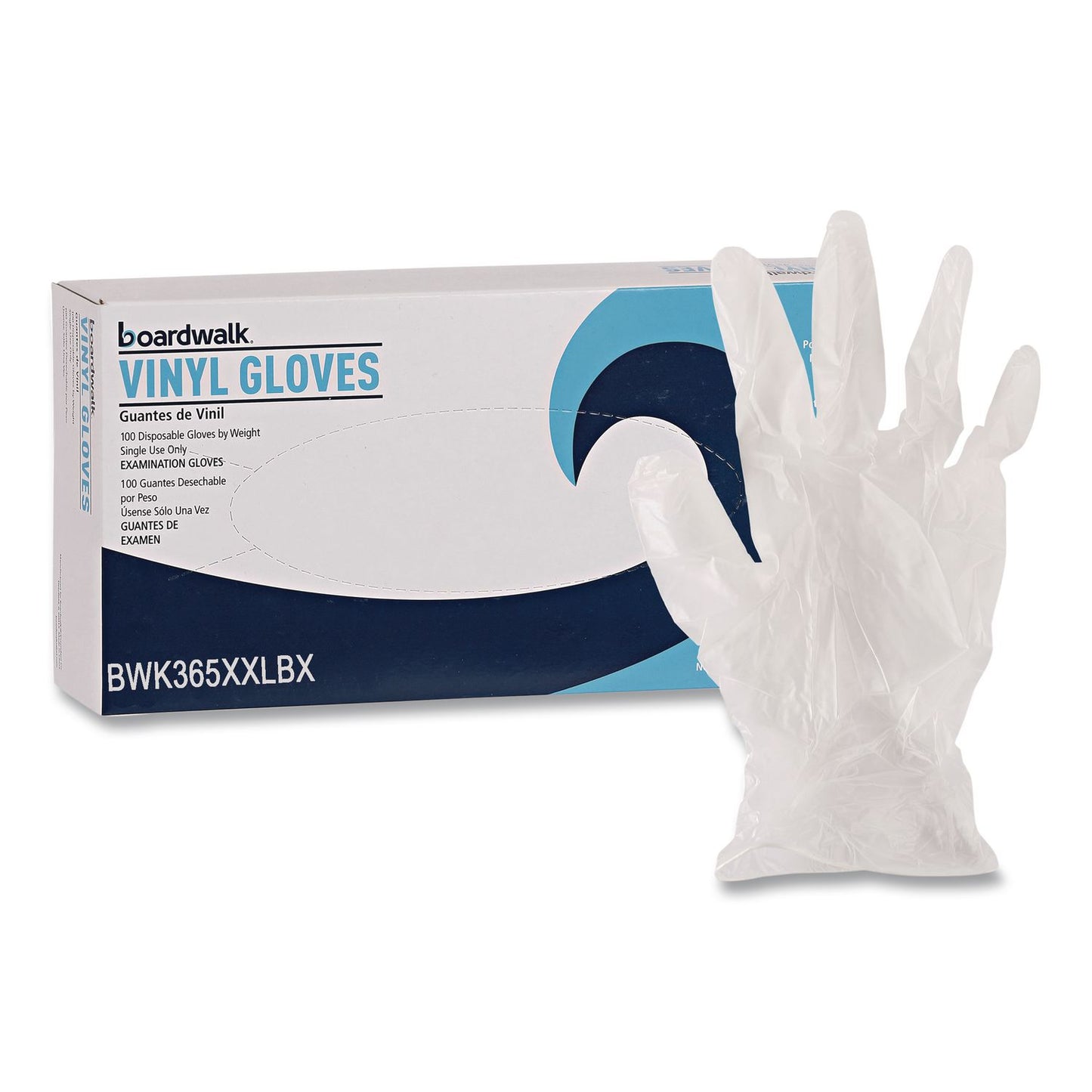 Boardwalk® General Purpose Vinyl Gloves, Powder-Free, XX-Large, 2.6 mil Thick, 9.5" Long, Clear, 100/Box, 10 Boxes/Carton (BWK365XXLCT)