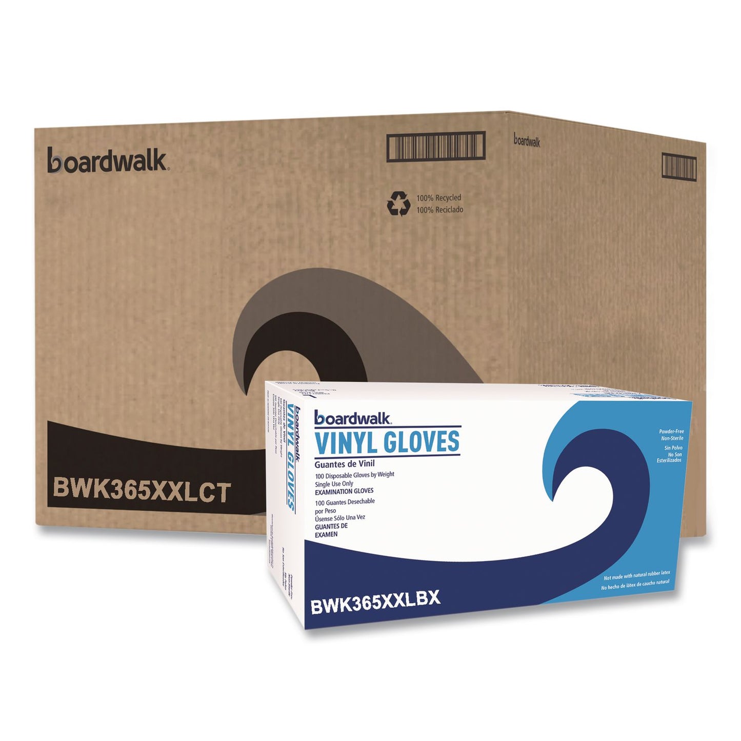 Boardwalk® General Purpose Vinyl Gloves, Powder-Free, XX-Large, 2.6 mil Thick, 9.5" Long, Clear, 100/Box, 10 Boxes/Carton (BWK365XXLCT)