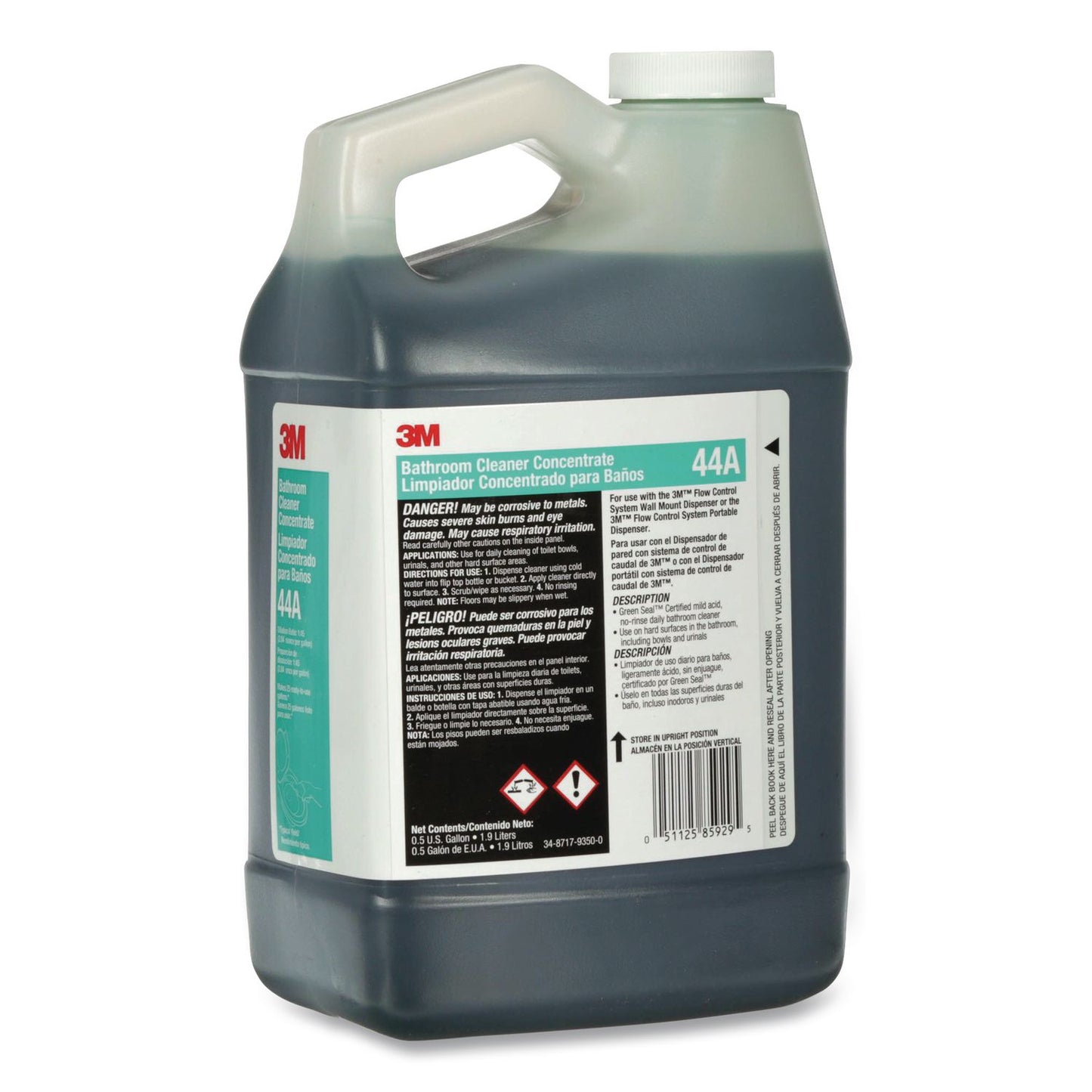 3M™ Bathroom Cleaner Concentrate 44A, Pleasant Scent, 0.5 gal Bottle, 4/Carton (MMM44A)