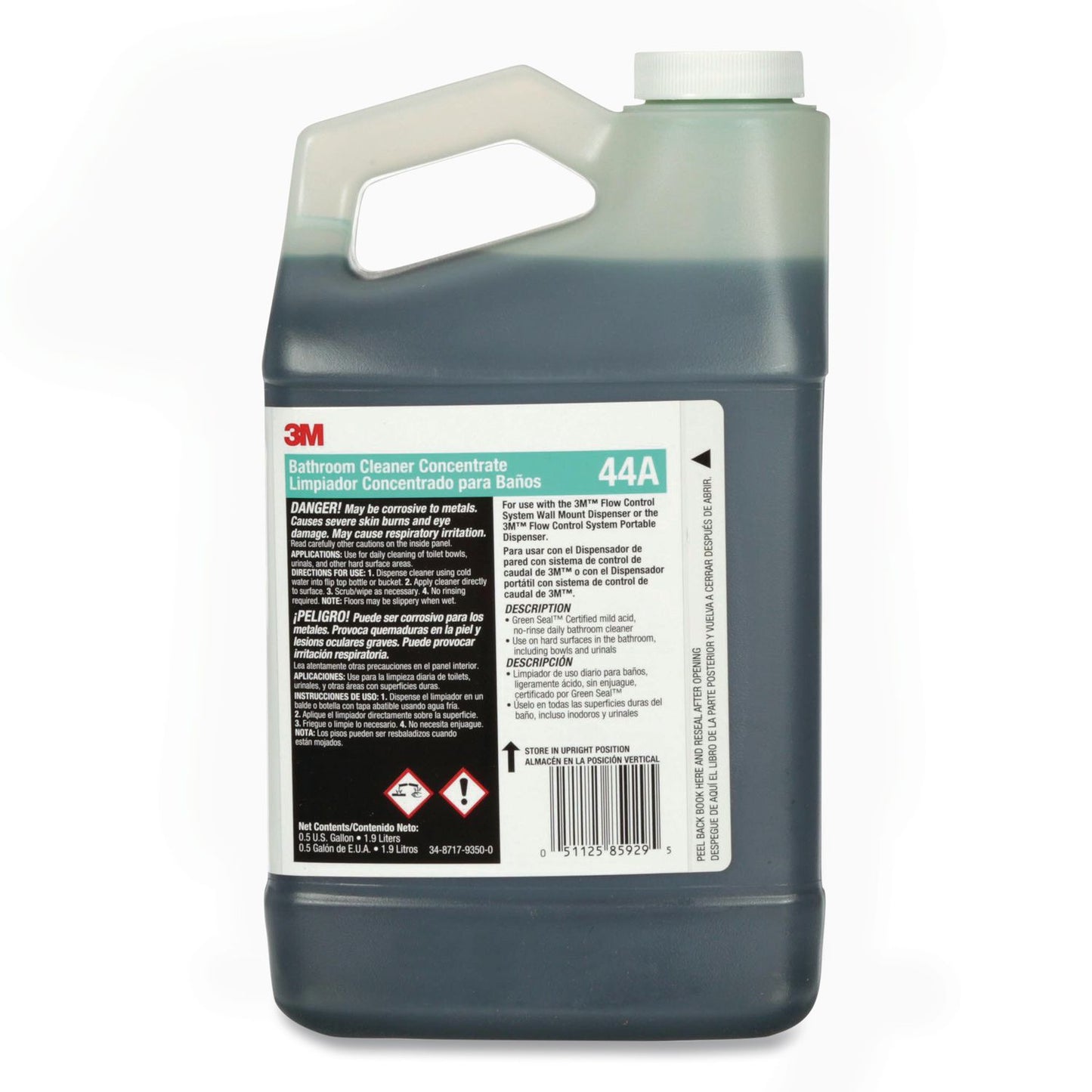 3M™ Bathroom Cleaner Concentrate 44A, Pleasant Scent, 0.5 gal Bottle, 4/Carton (MMM44A)