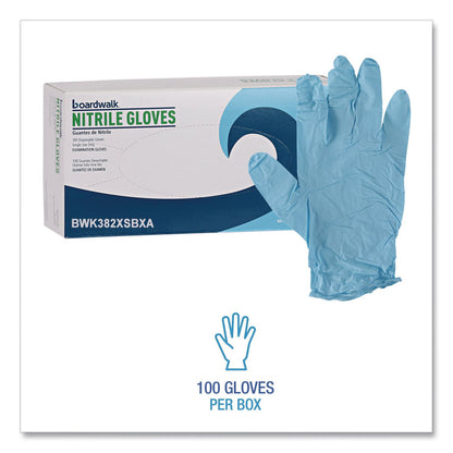 Boardwalk® Disposable Examination Nitrile Gloves, Powder-Free, X-Small, 5 mil Thick, 9.5" Long, Blue, 100/Box (BWK382XSBXA)