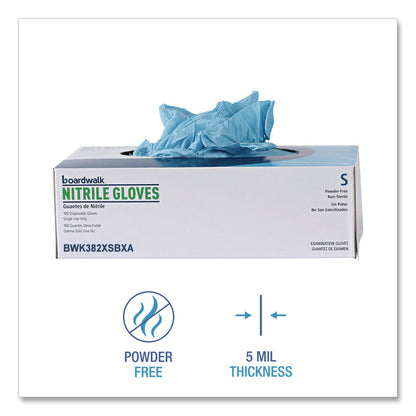 Boardwalk® Disposable Examination Nitrile Gloves, Powder-Free, X-Small, 5 mil Thick, 9.5" Long, Blue, 100/Box (BWK382XSBXA)