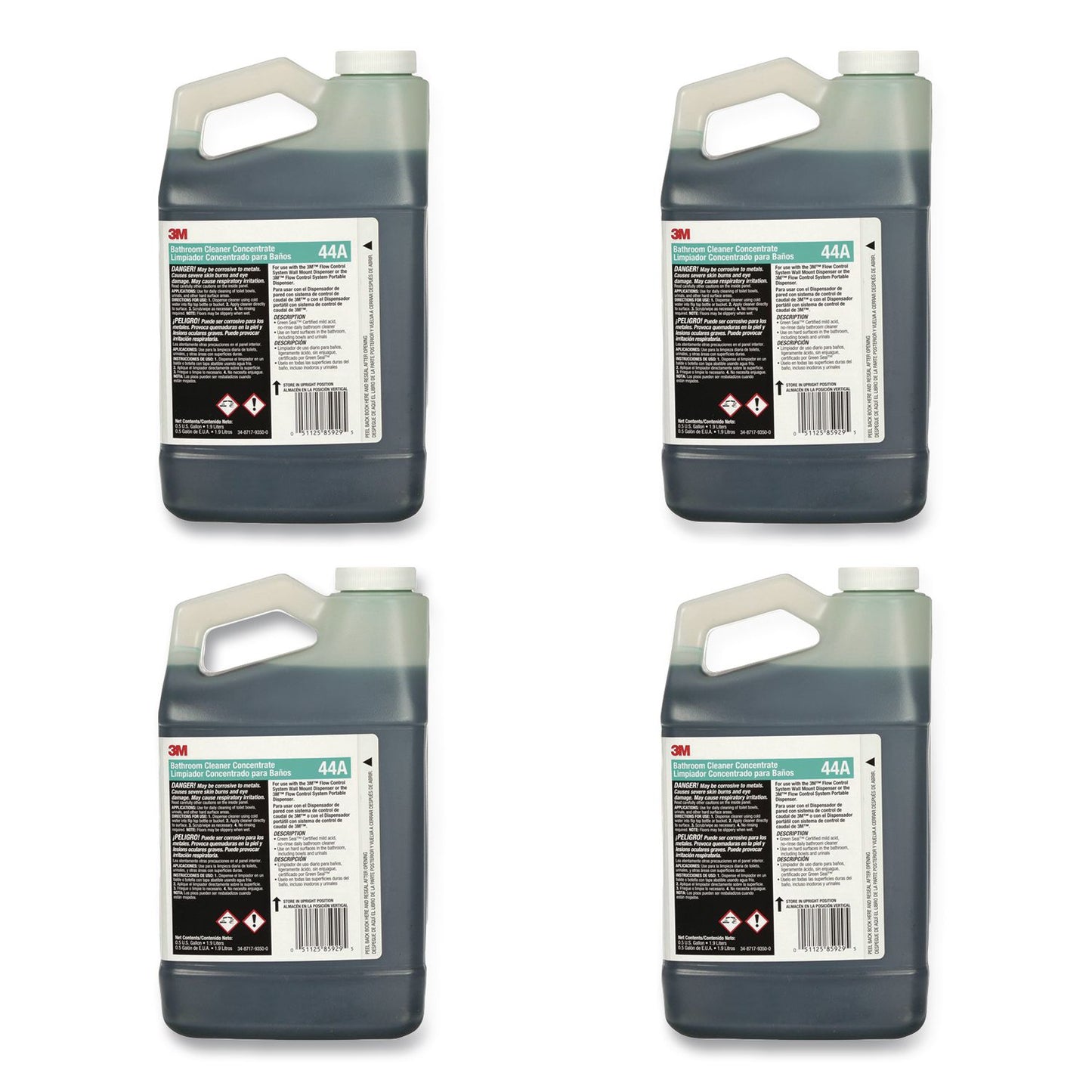 3M™ Bathroom Cleaner Concentrate 44A, Pleasant Scent, 0.5 gal Bottle, 4/Carton (MMM44A)