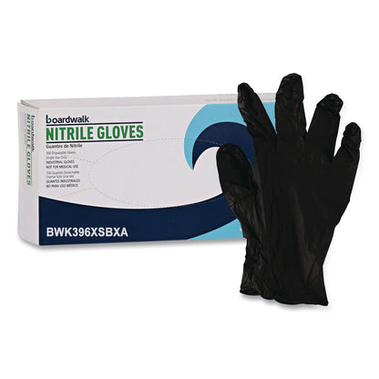 Boardwalk® 396 Series Disposable General-Purpose Nitrile Gloves, Powder-Free, X-Small, 4.4 mil Thick, 9.5" Long, Black, 100/Box (BWK396XSBXA)